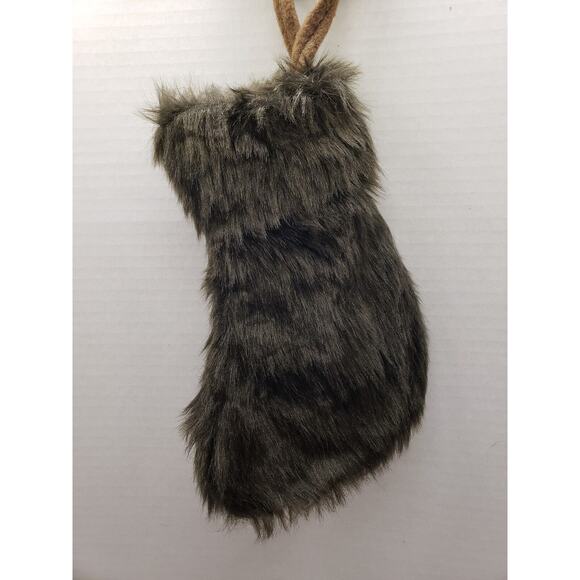New Dark Brown Fur Miniature 8.5" Christmas Stocking by Into the Woods - Picture 3 of 3